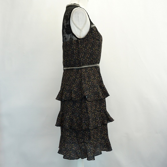 Glam by Glamorous Lace Yoke Ruffle Tiered Dress M - Picture 3 of 8